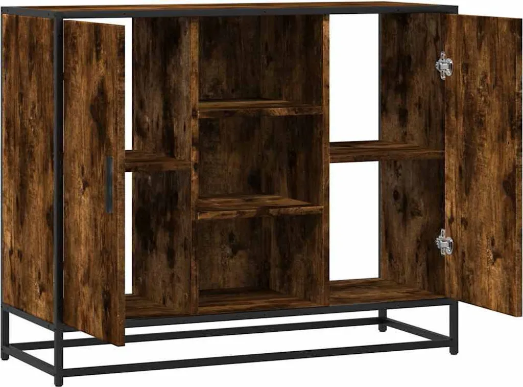 Mobile Credenza 92x35x76 cm Rovere Fumé - Cassettiera Design Cloris