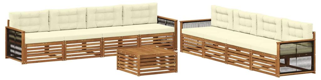 vidaXL Outdoor-Sofagarnitur mit Kissen 9 pcs Natur und Creme