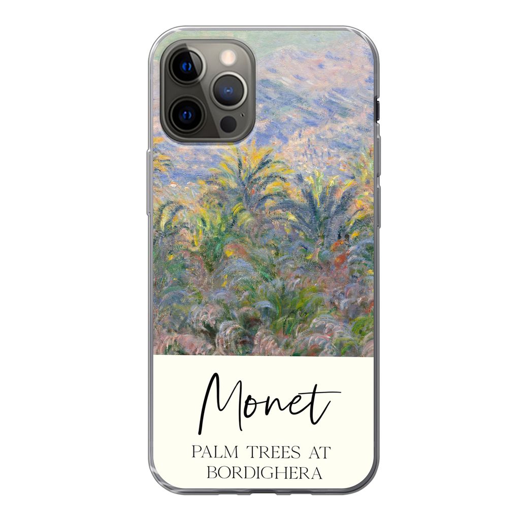 MuchoWow Handyhülle Schutzhülle Hülle für iPhone 12 Pro Monet - Kunst - Palmen in Bordighera Silikon Softcase Handy Hülle - Abdeckung