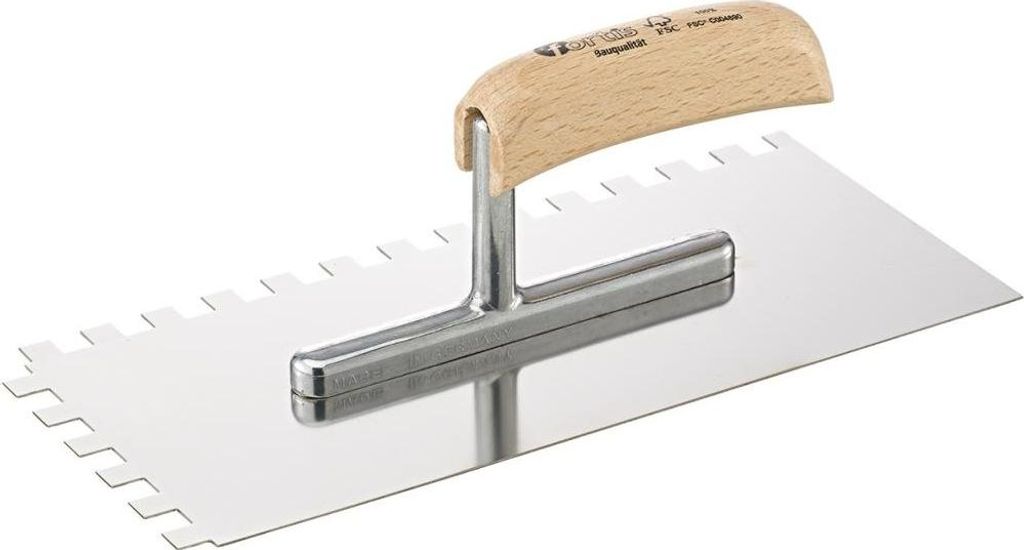 Glättekelle 280x130mm gezahnt 10x10mm rostfrei FORTIS Bau
