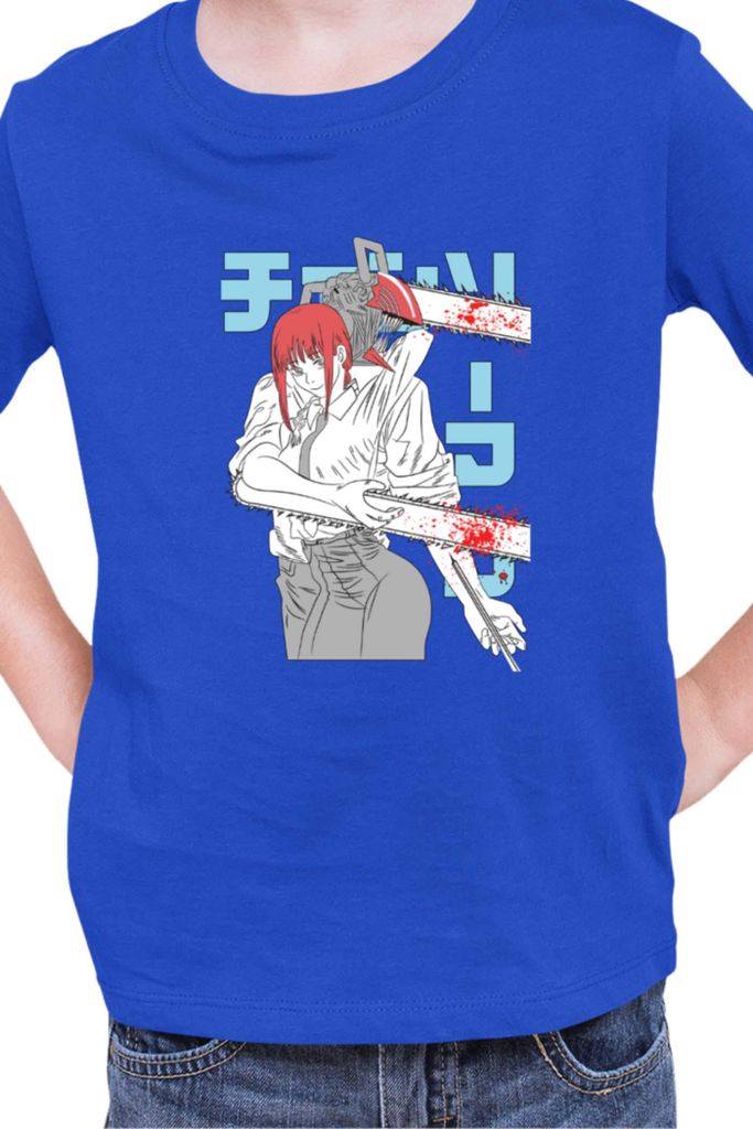 Kinder T-Shirt Manga Japan Anime Comics Animation Chainsaw Anime manga Man 12, 7-8 Jahr - 128 / Blau