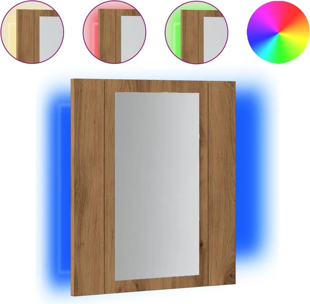 vidaXL Armadio Specchio LED Rovere 40x12x45 cm - Bagno Moderno