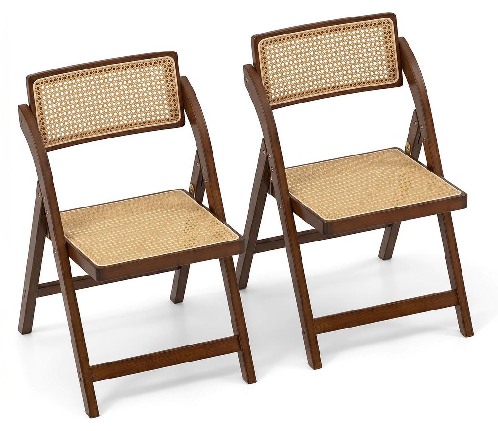 COSTWAY Esszimmerstühle 2er Set, Klappstühle Rattan, Produktbild 