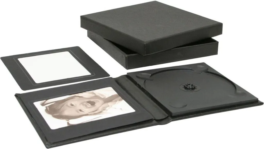 Coffret DVD et boîte photo noire élégante pour archivage de souvenirs