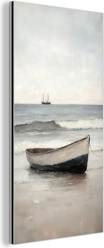 MuchoWow Wanddekoration Metall Metallbild Wandkunst 40x80 cm Ruderboot - Meer - Horizont MuchoWow Aluminium Gemälde - Wanddekoration - Industrial