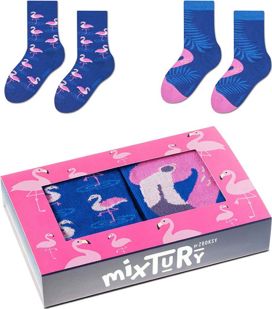 2 Paar Bunte Socken Perfekt für ein Mädchen und einen Jungen 30-35, Schöne Flamingo-Socken