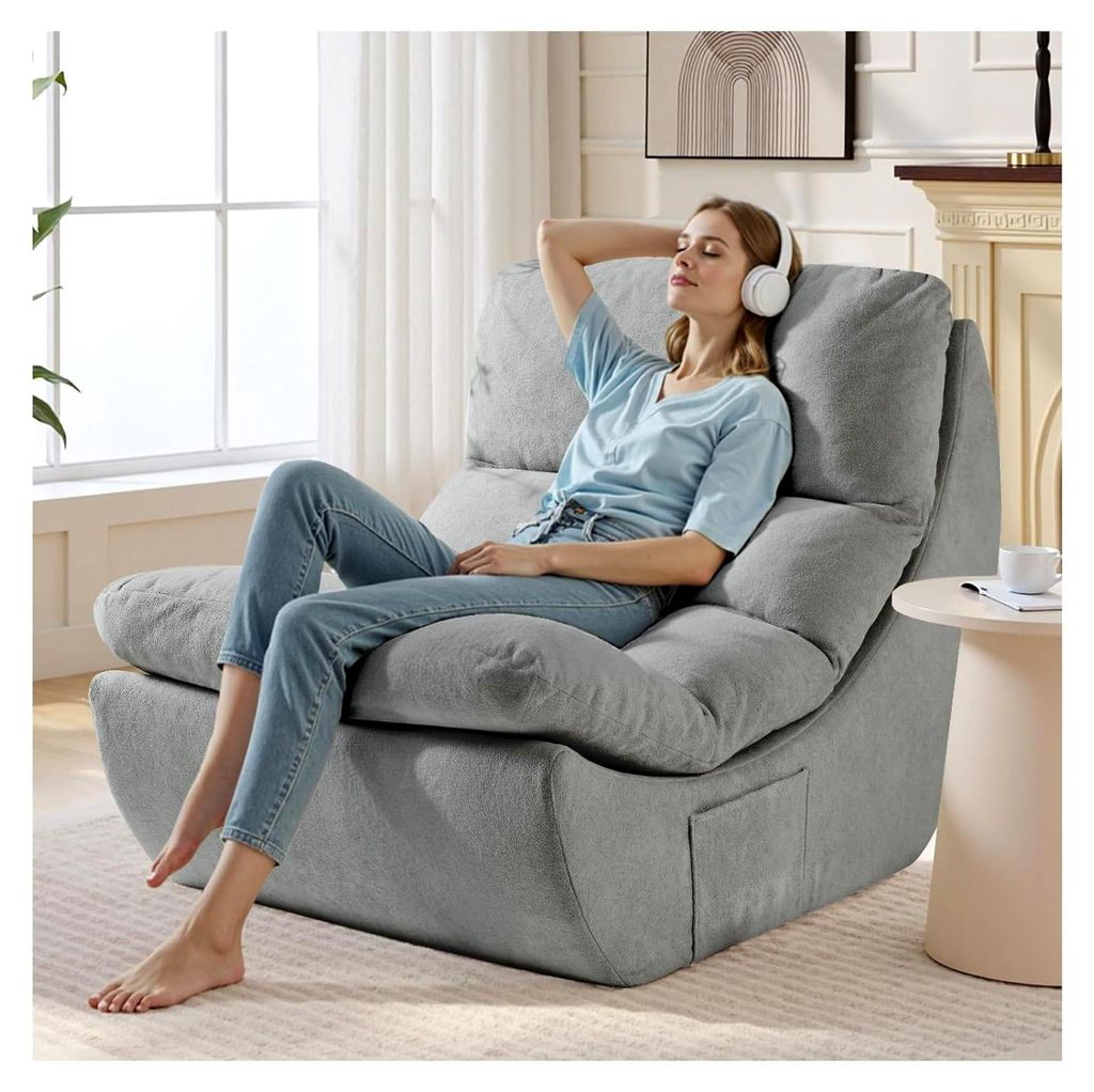 Sitzsack Knochenloser Lounge Stuhl, Lesestühle, Bean Bag Stuhl, Memory Foam 1-Sitz Sofa, Lazy Sofa, Liege Couch zum Lesen, Wohnzimmer & Schlafzimm...