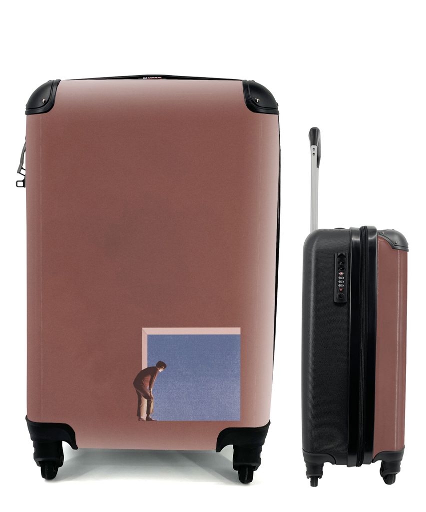 MuchoWow Koffer Handgepäck Trolley Rollkoffer Kleine Reisekoffer mit 4 Rollen - Mensch - Jahrgang - Design - Cabin Size < 55x40x23 cm & 55x40x20...