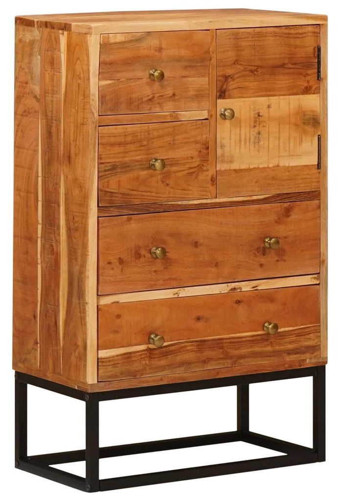 Schubladenkommode Natur 55 x 30 x 90 cm Massivholz Akazie