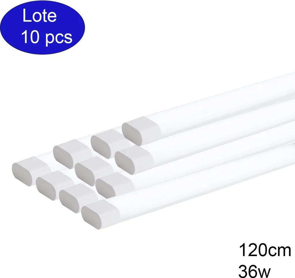 Lot de 10 Réglettes LED 120cm 36W 4500lm Blanc Froid 6000K Éclairage Garage