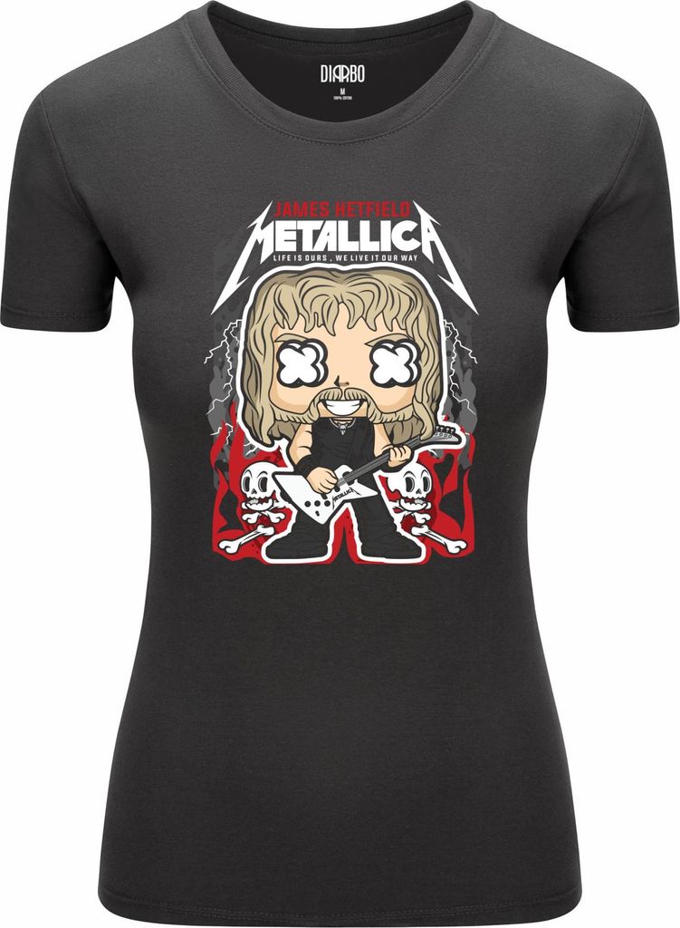 Diarbo Damen T-Shirt mit Musikliebhaber Druck Metallica Musikplakat Dunkelgrau Gr.XXL