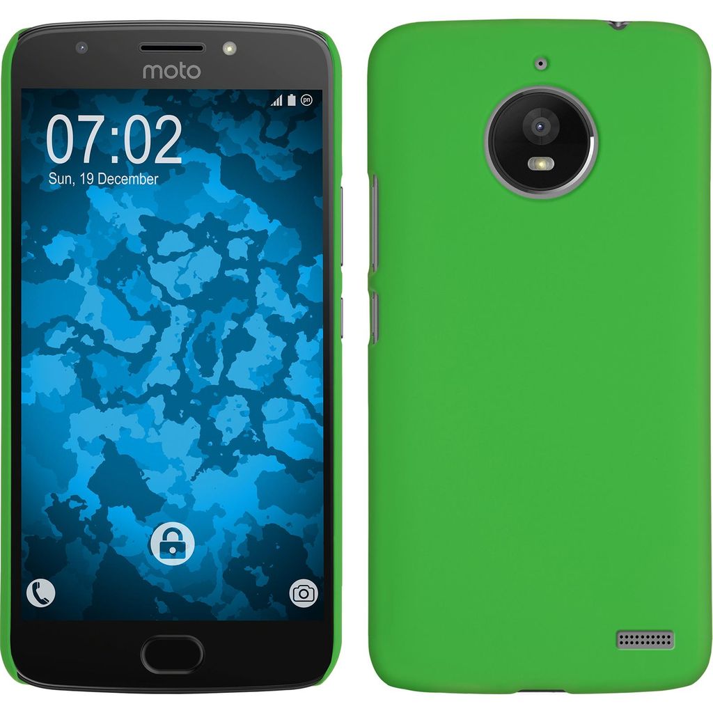 PhoneNatic Case kompatibel mit Lenovo Moto E4 (EU Version) - Hülle grün gummiert Hard-case + 2 Schutzfolien
