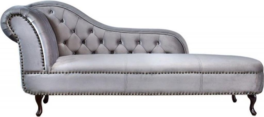 Chesterfield Recamiere / Chaiselongue Silbergrau aus dem Hause Casa Padrino - Wohnzimmer Liege Sofa