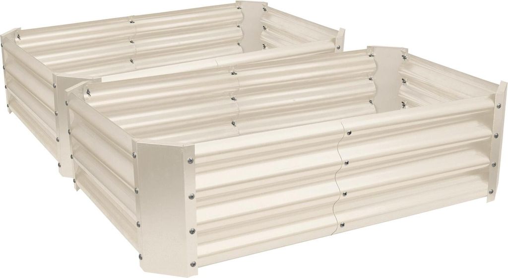 Rechteckige Hochbeete aus verzinktem Stahl – 120 cm x 60 cm – Elfenbein – 2er-Pack
