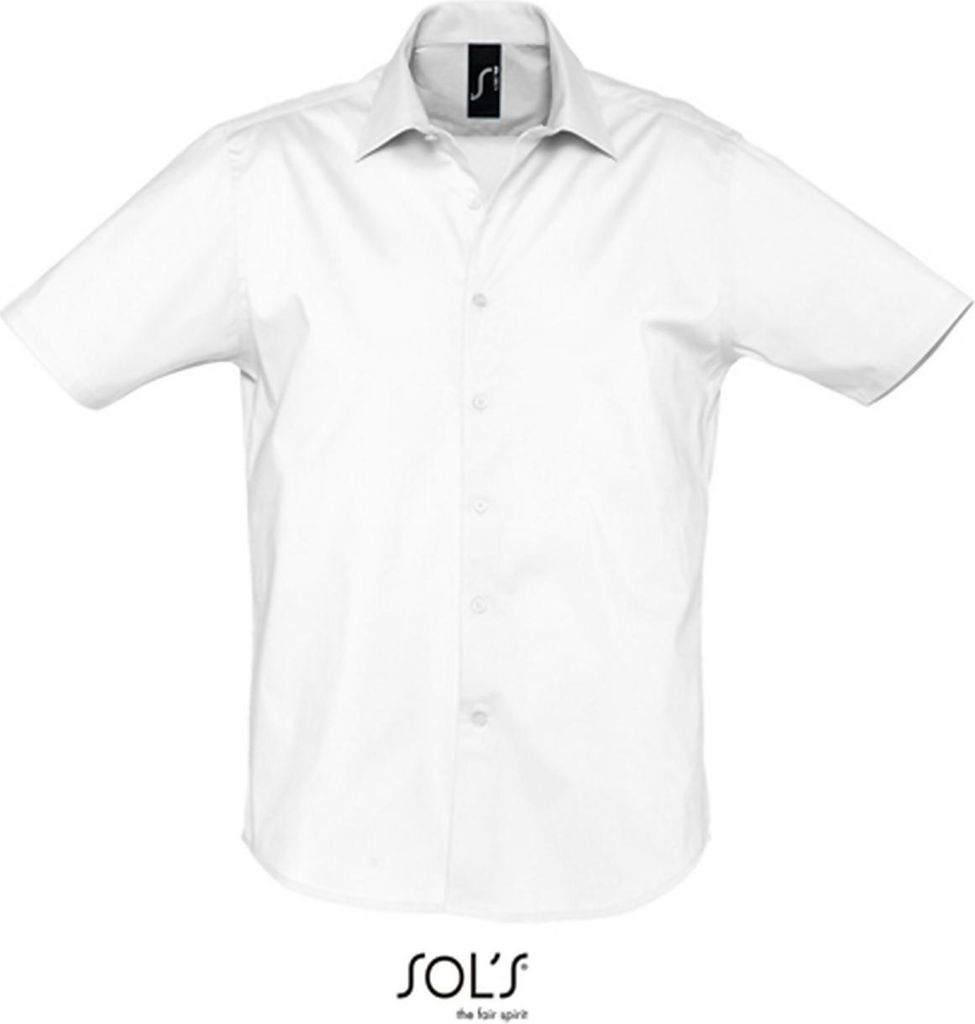 SOL'S Herren Hemd Kurzarm Stretch Freizeithemd Business Sommer T-Shirt, Größe:3XL, Farbe:Weiß