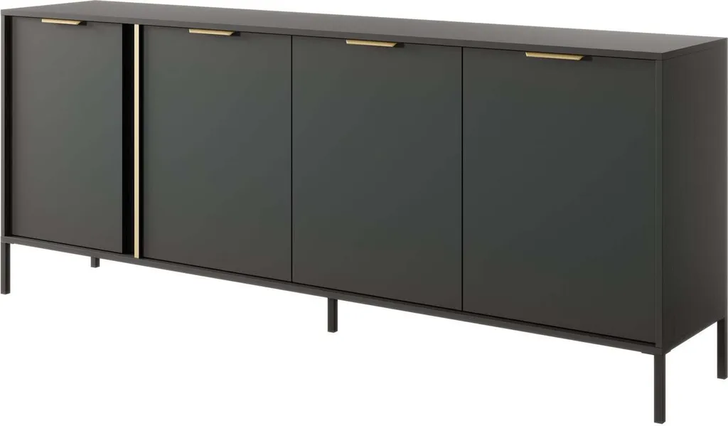 Buffet Lars FURNLUX Noir 203cm - Meuble de salon moderne 203x40x81 cm