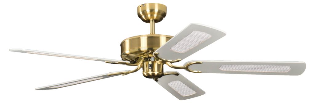 Wentylator sufitowy Potkuri satynowy mosiądz / biały 132 cm Zdjęcie produktu 