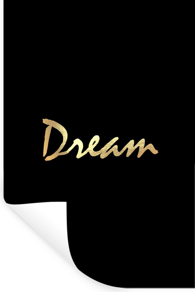 MuchoWow Wandtattoo Wandsticker Wandaufkleber Zitat - Traum - Schwarz - Gold 40x60 cm Selbstklebend und Repositionierbar - Wierderverwendbar - Se...