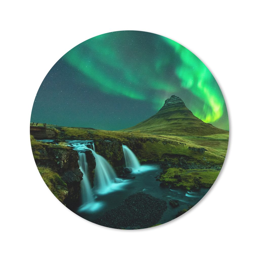 MuchoWow® Mauspad Mousepad Nordlichter - Wasserfall - Berg Produktbild 
