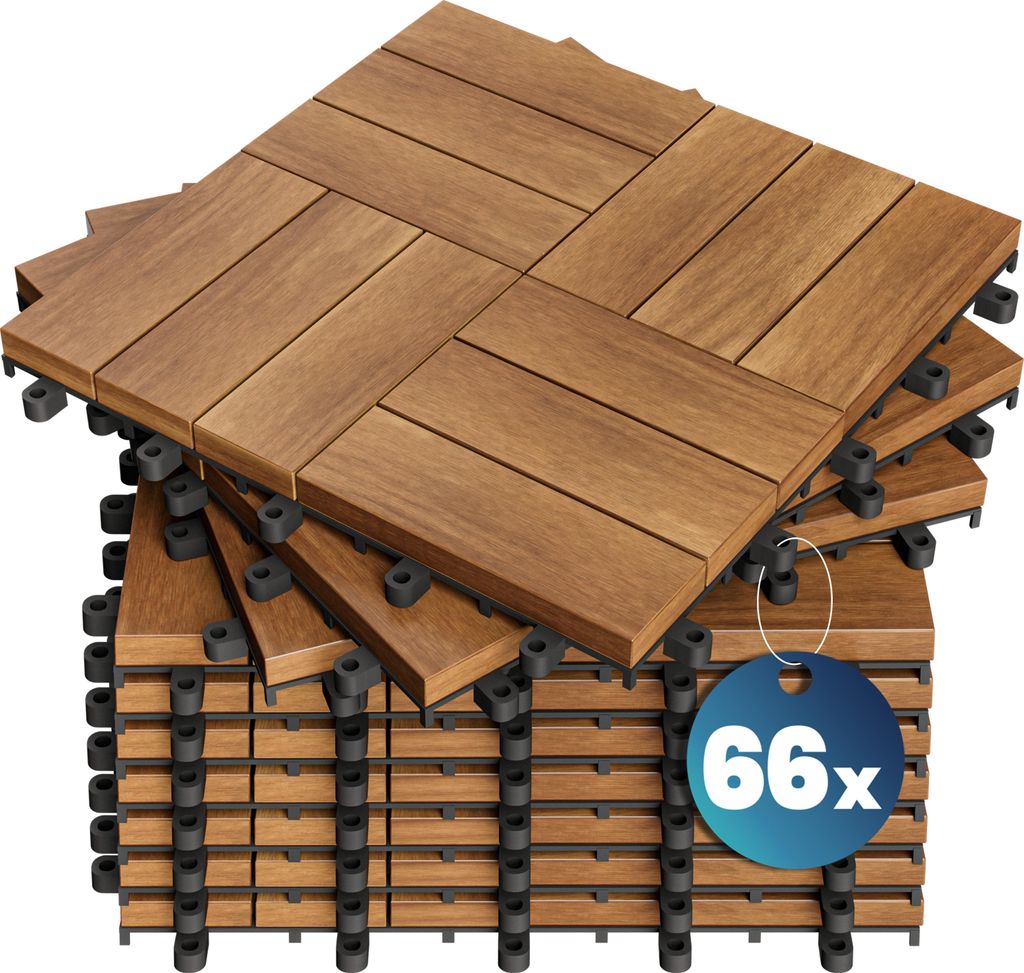 CASARIA Set 66 Piastrelle 30x30 cm in Legno di Acacia Immagine del prodotto 