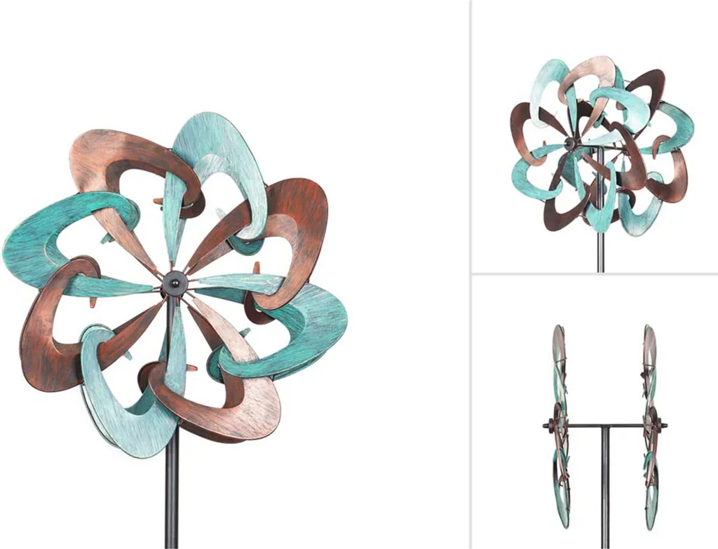 Sculpture cinétique Copper Swirl Duett en métal pour extérieur 150cm - 4
