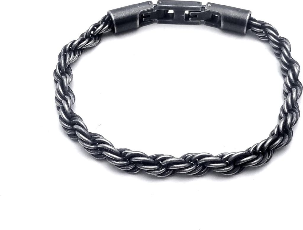 Frank 1967 7FB-0683 Heren Armband Koord - 6mm - 20cm - Staal - Antraciet