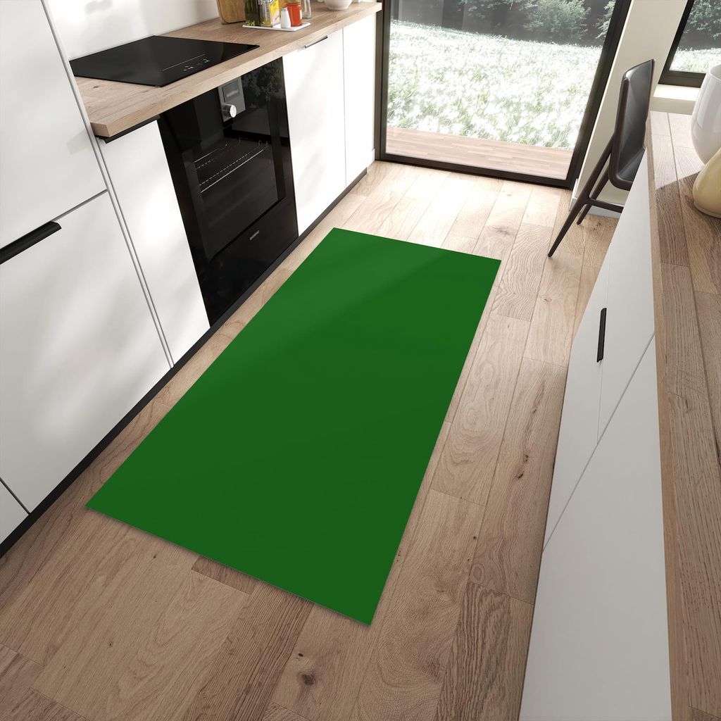 Küchenteppich 90x180cm rutschfest & abwischbar PVC Läufer - Dunkelgrüner Hintergrund II