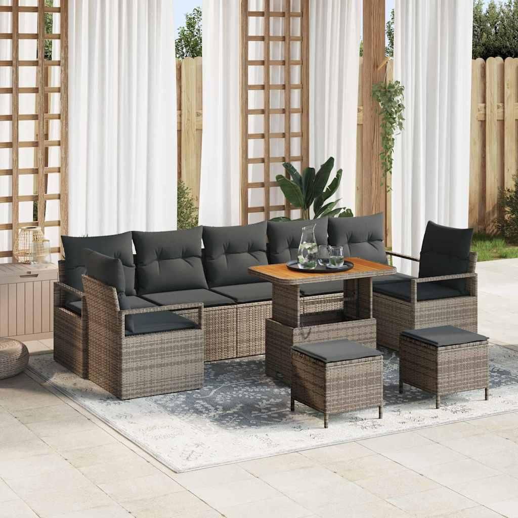 Maison Exclusive - Gartensofa-set mit Kissen 10 pcs Grau Poly-Rattan