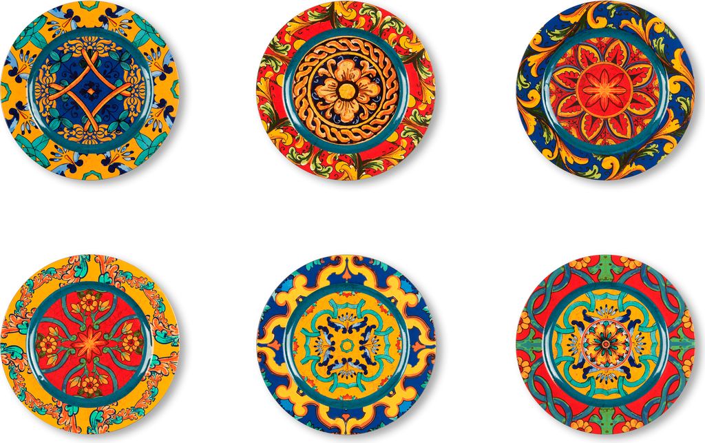 Excelsa Trinacria Dessertteller Set 6-teilig - Sizilianische Porzellanteller 15cm