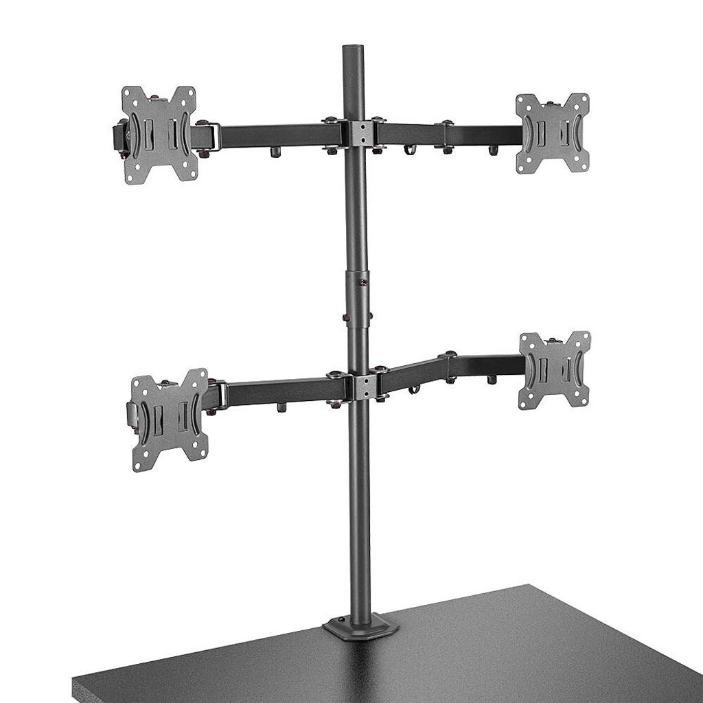 Lindy Quad Display Bracket w/ Pole & Desk Clamp - Befestigungskit - einstellbarer Arm - für 4 Monitore - Stahl - Schwarz - Bildschirmgröße: 43.2...
