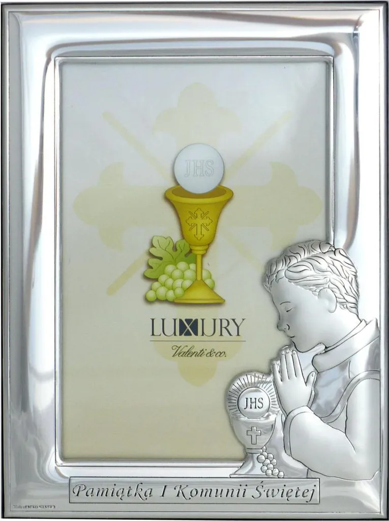 Cadre souvenir Sainte Communion garçon 10x15 cm argent - Cadeau parrain