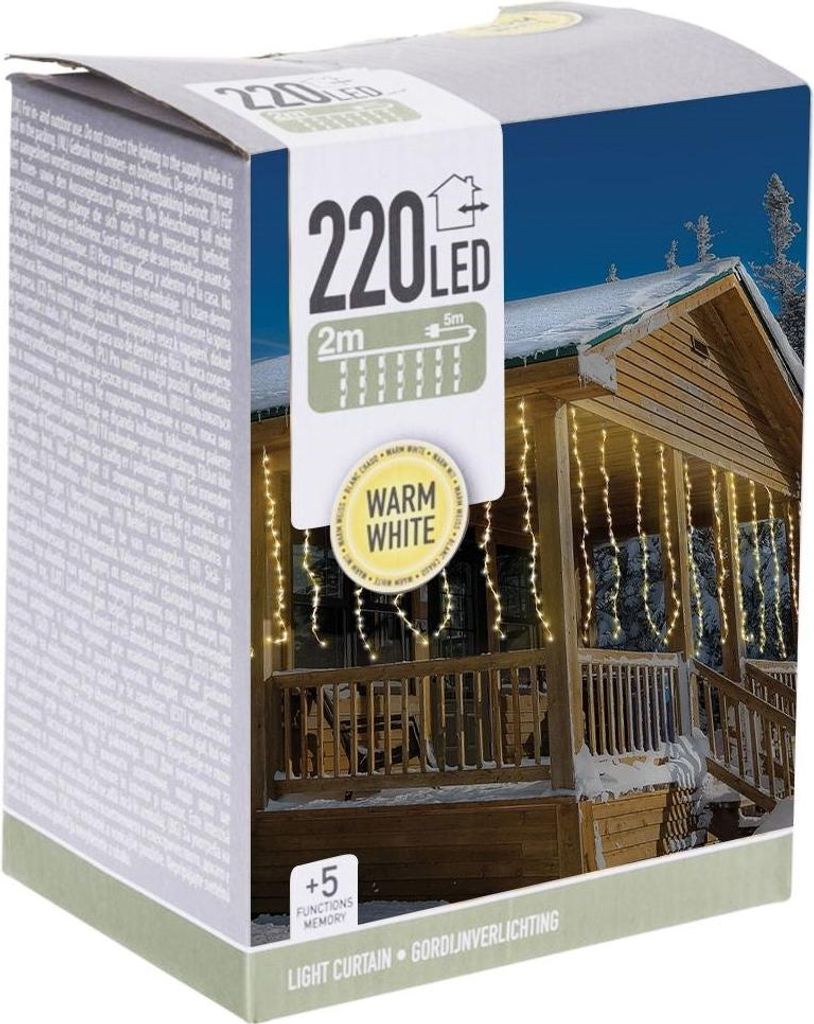 Světelný závěs s 220 LED: Ideální pro vánoční výzdobu Obrázek produktu 