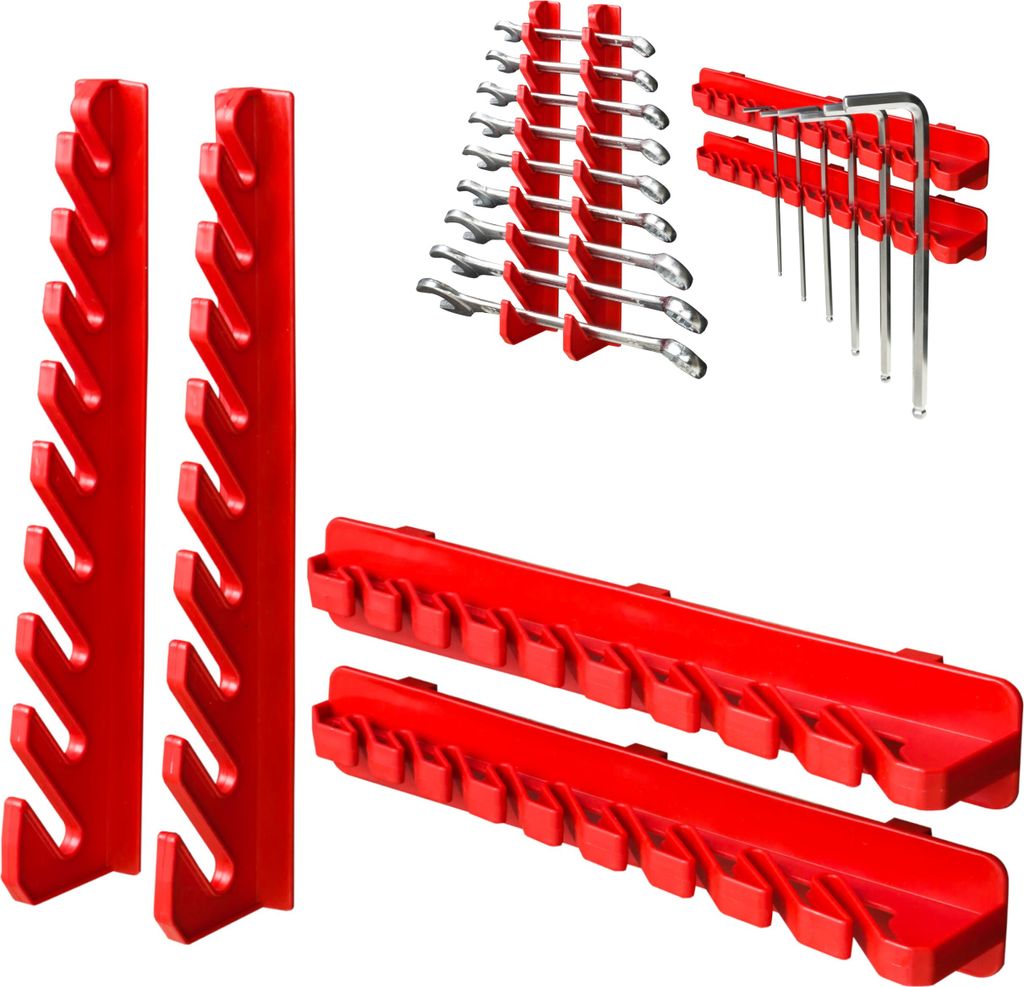 Set 2x porte-clés 4 pcs. pour tableau d'outils rouge Image du produit 