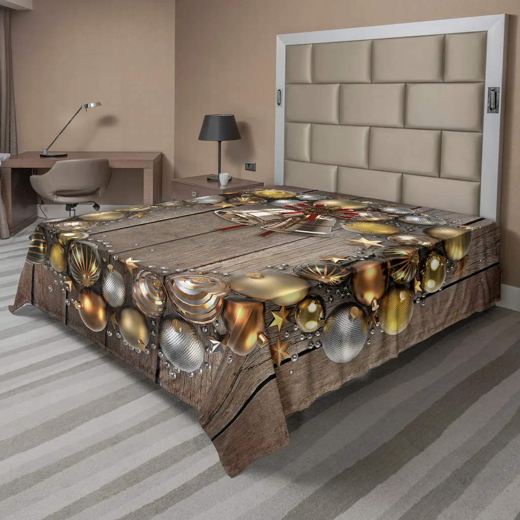 Drap de dessus de Noël motif couronne et paillettes, 266 x 260 cm