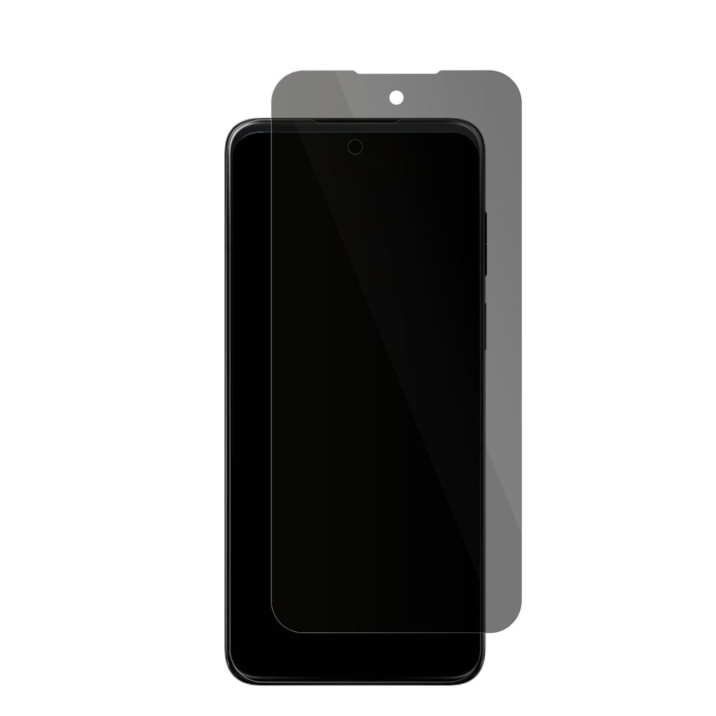 A smartphone screen protector is shown on top of a smartphone.