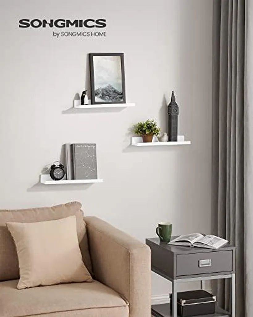 Étagères murales en MDF durable blanches kit de 3 tablettes design - 2