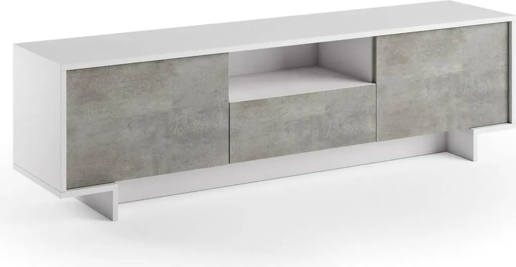 Meuble TV Atina Blanc 170cm : Solution Rangement pour Salon Moderne