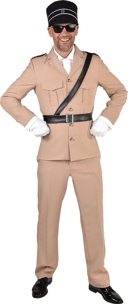 M221205-XL beige Herren Gendarme Saint Tropez Kostüm 3 tlg.(Jacke,Hose,Gürtel) Gr.XL=60
