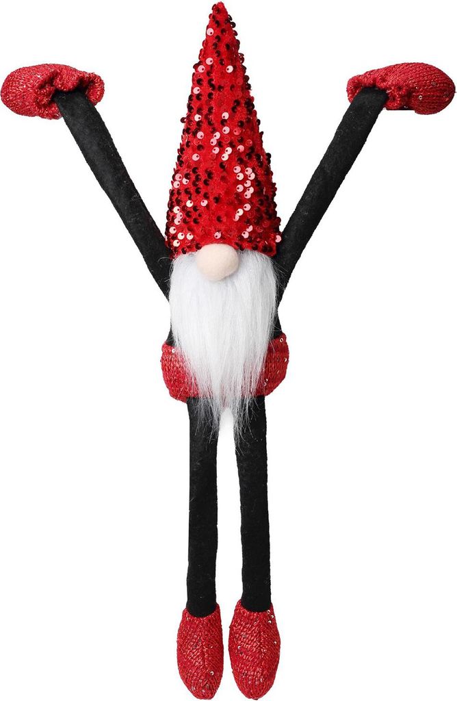 Weihnachtswichtel-Puppe mit Paillettenhut, Zwergelf mit langen Armen und Beinen, Plüschpuppe ohne Gesicht, Wanddekoration für Kaminregal
