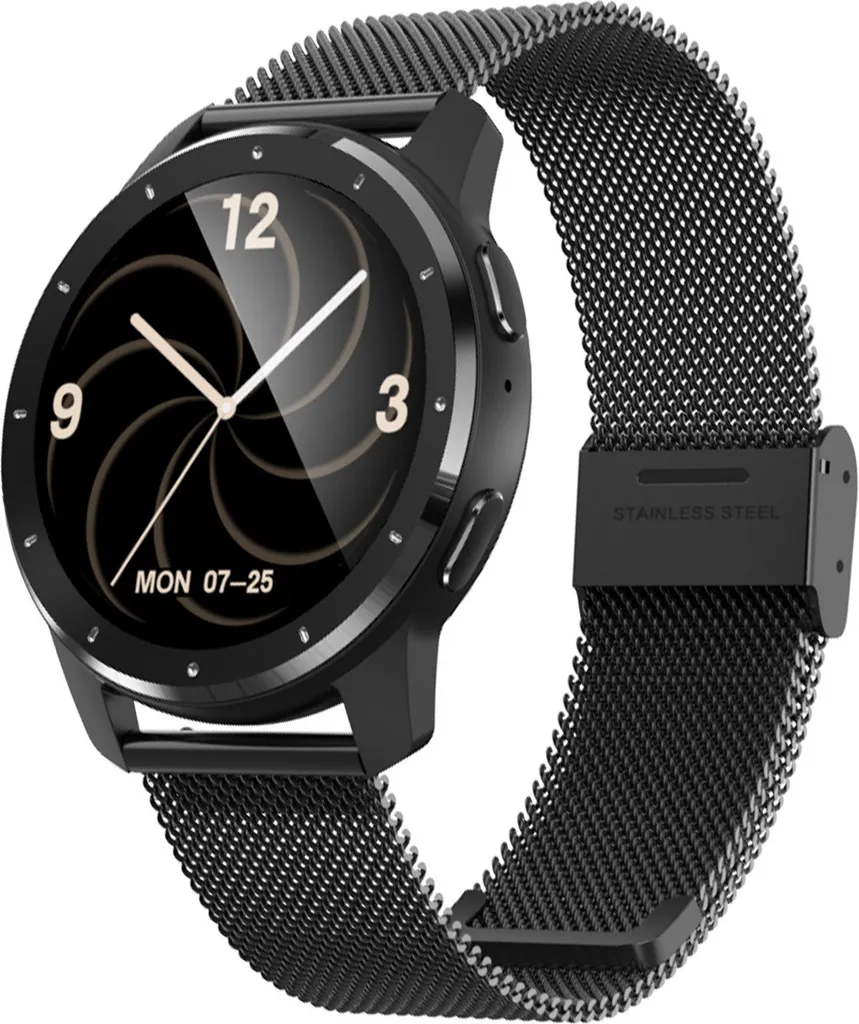 Smartwatch Bluetooth Noire INF Steel Glue pour Homme et Femme Élégante