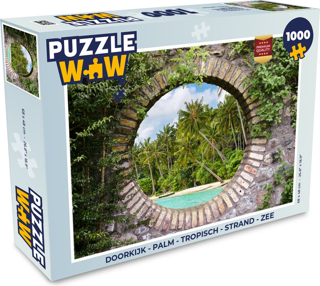 MuchoWow Puzzle 1000 Teile Durchblick - Palme - Tropen - Strand - Meer - Erwachsene - Rätsel