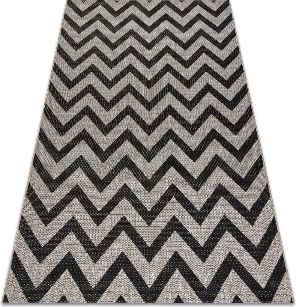 Tapis en corde sisal Floorlux 20340 argent noir zigzag gris 60x110 cm
