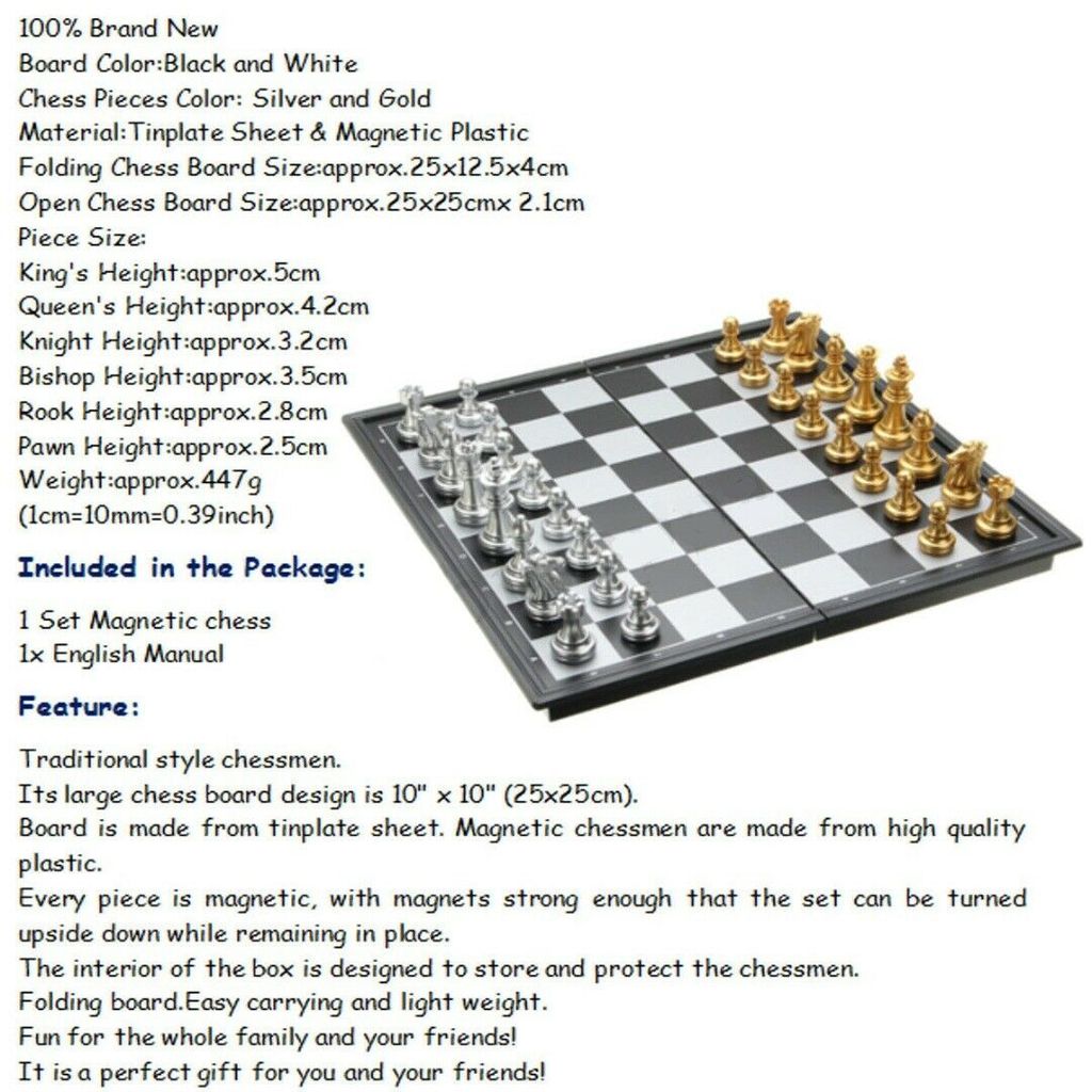 Schachspiel 2 in 1 Schach magnetisch Metall Schachfiguren Schachbrett klappbar 