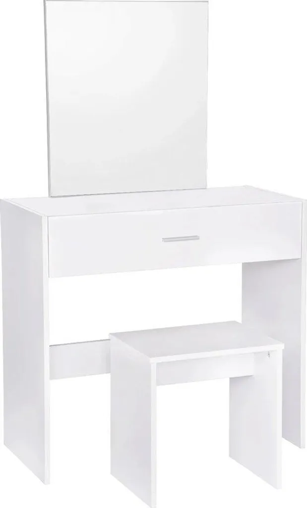 Meuble coiffeuse de chambre 3-en-1 blanc avec miroir et tabouret gain de place