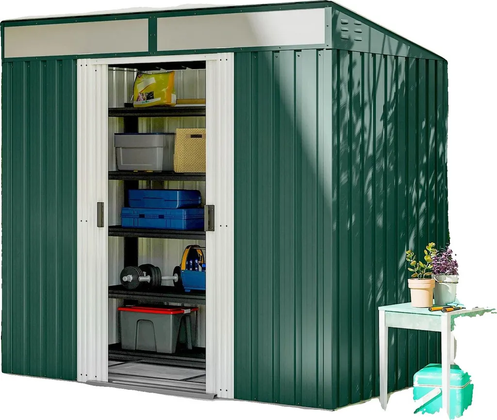 Abri de jardin en métal vert 195 x 122 x 181 cm pour stockage extérieur