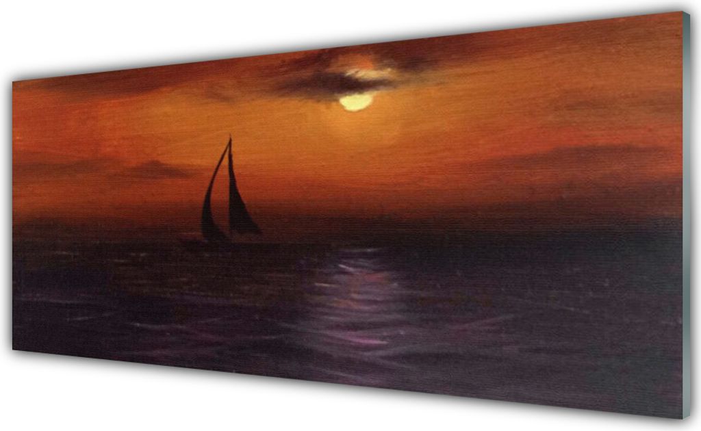 Acrylglasbilder 125x50 Wandbild Druck Meer Boot Landschaft