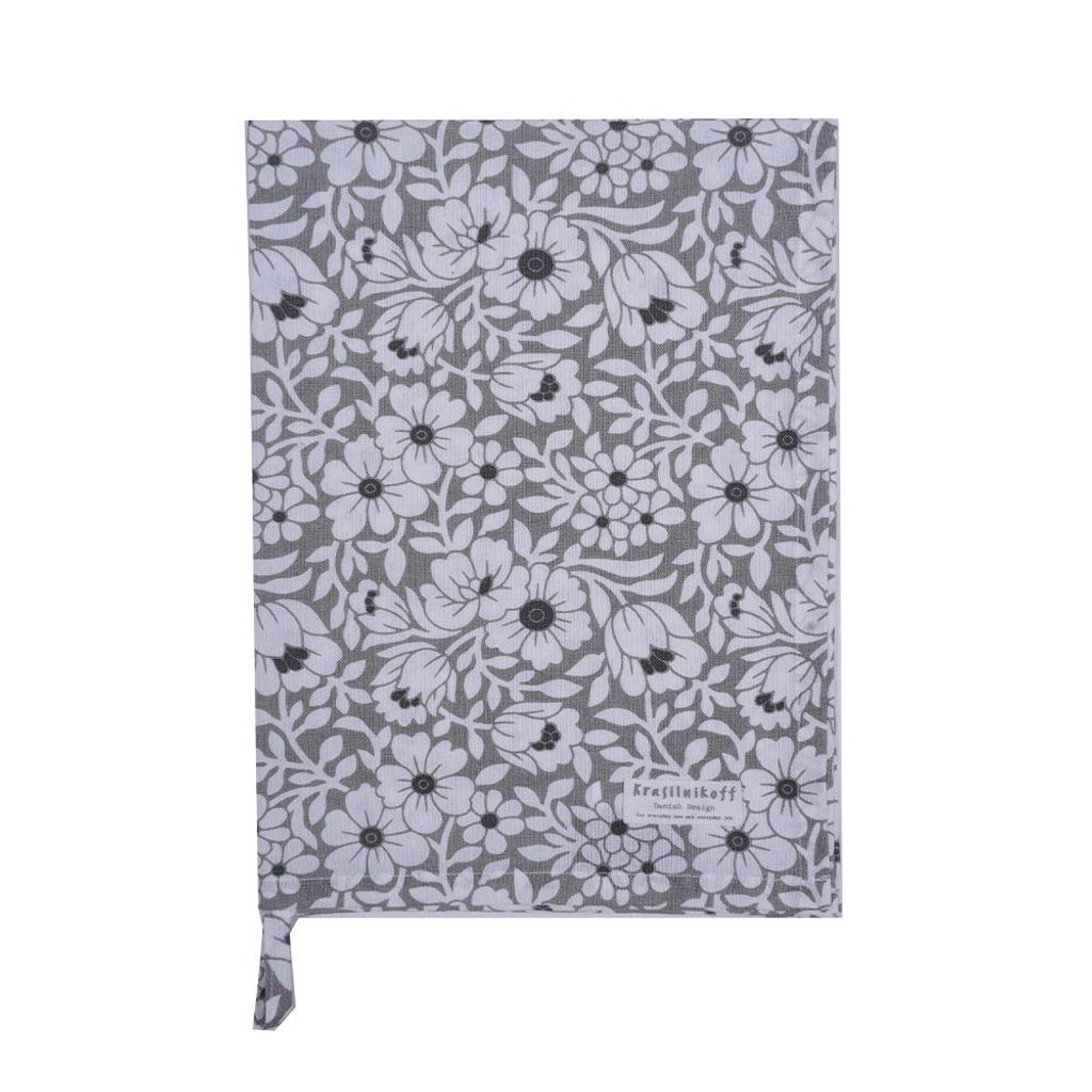 Krasilnikoff – Geschirrtuch KW13440 – Vivid Flowers, Grey