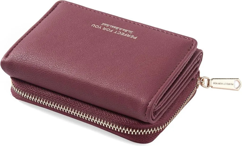 Portefeuille Femme Compact Rouge Vin Idéal pour Voyages et Sorties