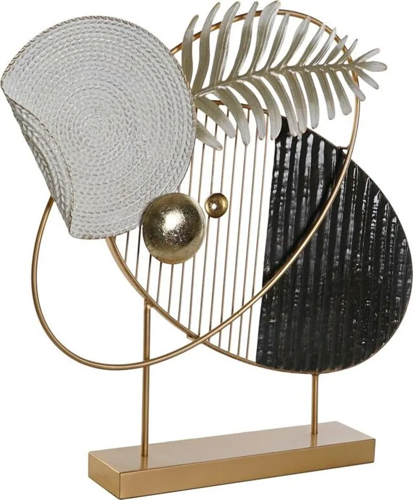 Statue Décorative Abstraite Design Moderne Noir et Or 56 cm de Long
