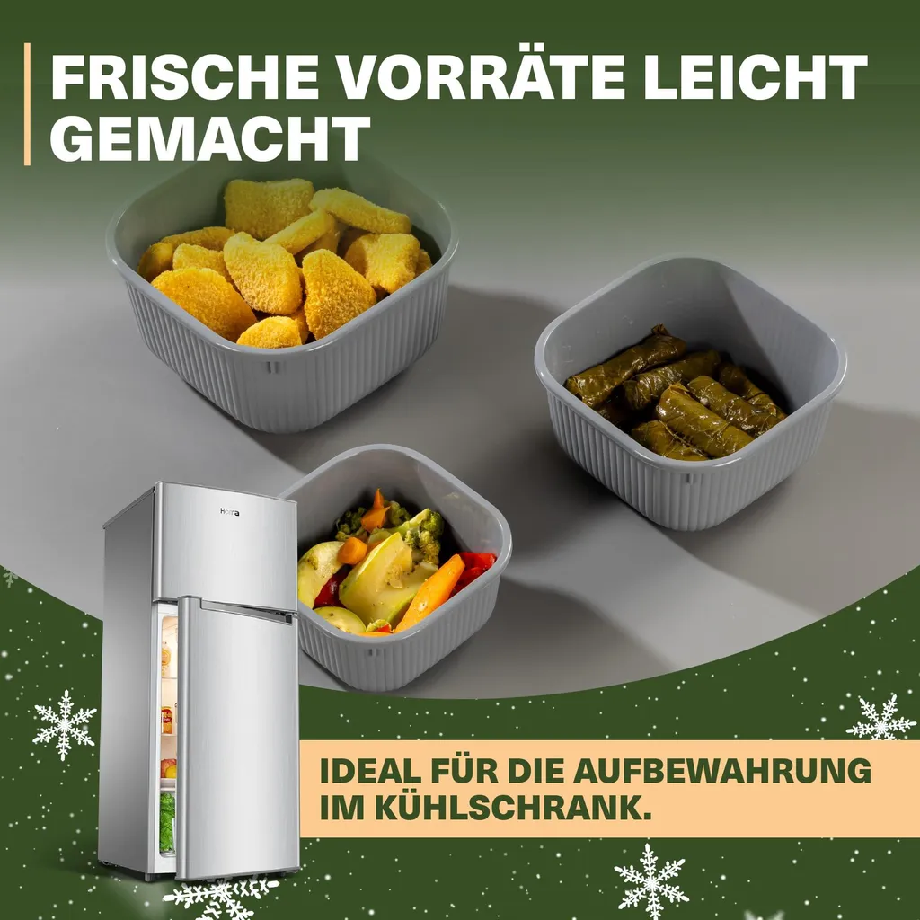 Set di 6 contenitori per alimenti Viwares con coperchio trasparente con valvola, contenitori per alimenti, cucina, impilabili, senza BPA, plastica, adatti al microonde/frigorifero, 3 misure (600 ml/1100 ml/1800 ml) - 8